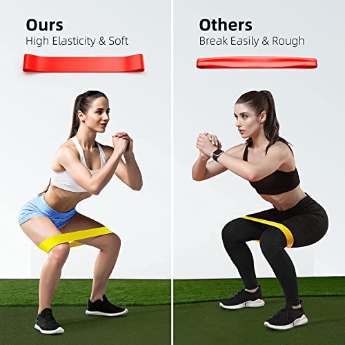 Bandas elasticas musculacion（Juego de 5） Silicona Bandas elasticas Fitness para Fortalecer piernas, Caderas y Brazos para Pilates y Yoga - con 5 Niveles de Resistencia