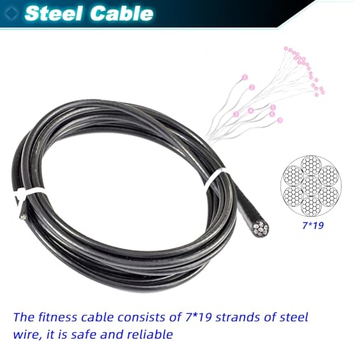 BBYPP Cable de Acero para Fitness 20m, Cuerda de Alambre, 6mm Cuerda Gimnasio Alambre para Sistema de Polea, Cables Máquina Accesorios Gym en Casa (20m)