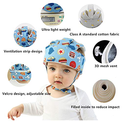 Bebé de ajuste anti-caída casco casco de absorción de impactos sombrero niño transpirable sombrero arnés para proporcionar un entorno más seguro en el aprendizaje de los juegos que se arrastran