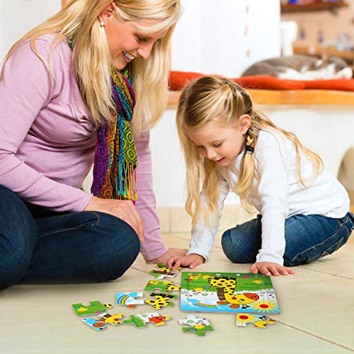 BelleStyle Puzzles Niños, Puzzle Infantil, Puzzle de Madera, Rompecabezas de Animales Juguetes Montessori Juegos Educativos Preescolar de Aprendizaje Regalos para Niños Niñas 2 3 4 5 Años - 6x9 Piezas
