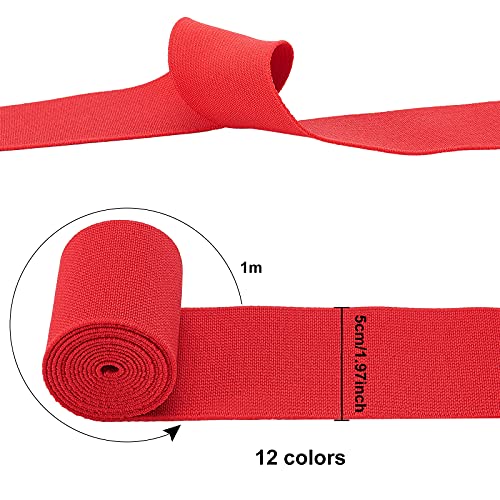 BENECREAT 13 yardas (12 m) 50 mm de ancho bandas de goma planas 12 colores coser bandas de goma para vestido falda cintura de peluca