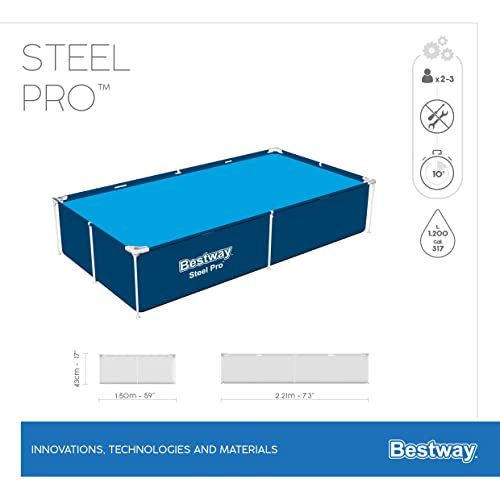 BESTWAY Piscina Desmontable Tubular Infantil Steel Pro 221x150x43cm Azul