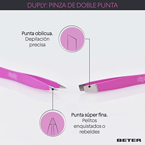 Beter – Pinza para depilar Duply de doble punta, inoxidable. Ideal para una depilación precisa y rápida de las cejas
