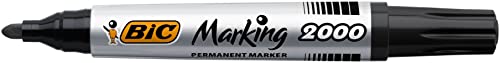 BIC Marking Rotuladores Permanentes, 2000 ECOlutions, Negro, Punta Media, Material Oficina, Caja de 12