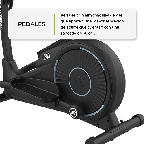 Bicicleta elíptica magnética para casa con Bluetooth a Apps, pulsómetro y Pantalla LCD. Elíptica Smart 12kg inercia - Bodytone DE40