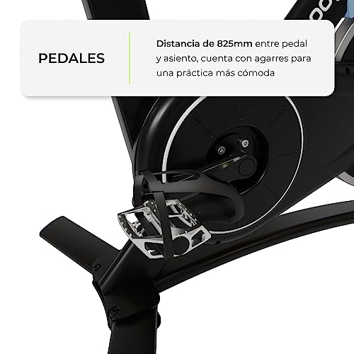 Bicicleta estática indoor magnética - Bicicleta estática spinning con volante de inercia de 16kg y ruedas de transporte – Bici spinning DS16 Bodytone