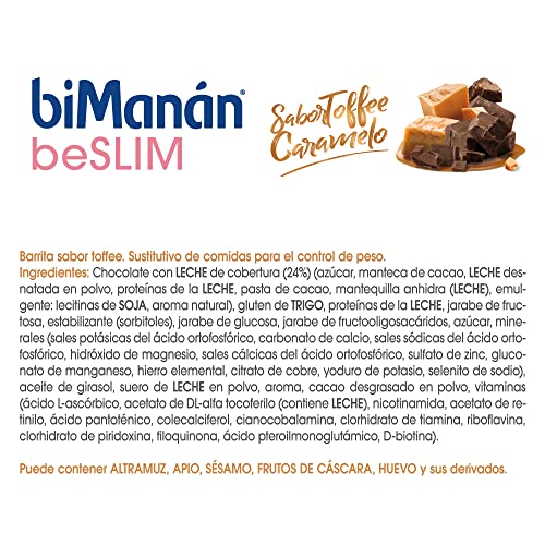 BiManán beSLIM - Barritas Sustitutivas Toffee para ayudarte a controlar tu peso - Expositor 30 unidades