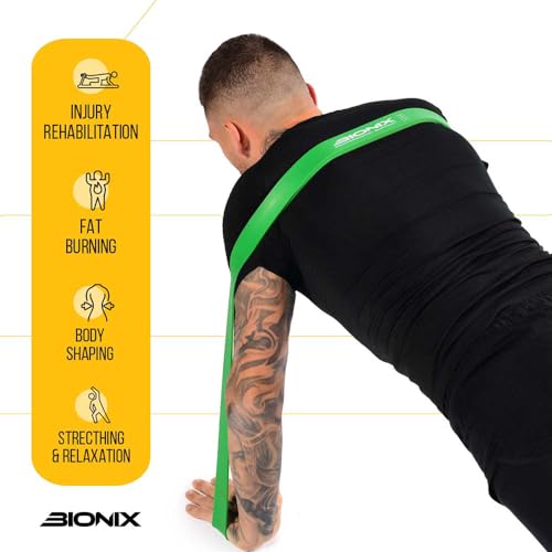 Bionix Bandas elásticas para dominadas - Bandas elásticas Gruesas, Pesadas y largas para dominadas, Crossfit, Powerlifting, Yoga, Estiramientos - Ayuda en el Entrenamiento