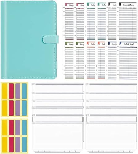 Bmocoen Cubierta de de sobres de ahorro de dinero A6, impermeable, transparente, planificador de costes, azul