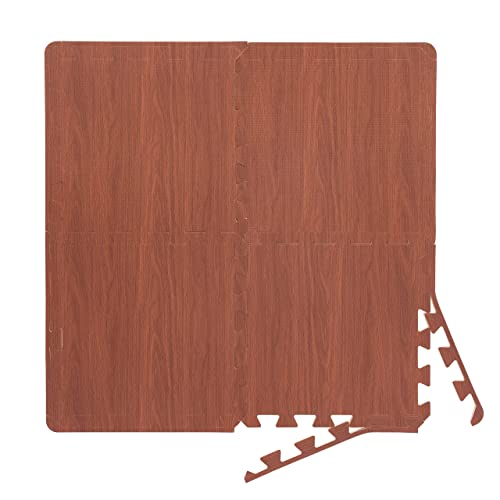 BodenMax Esterilla puzzle antideslizante suelo gimnasio espuma EVA suelo colchoneta | Efecto madera Oscura 30 x 30 x 1 cm | 18 piezas