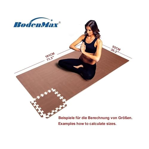 BodenMax Esterilla puzzle antideslizante suelo gimnasio espuma EVA suelo colchoneta | Efecto madera Oscura 30 x 30 x 1 cm | 18 piezas