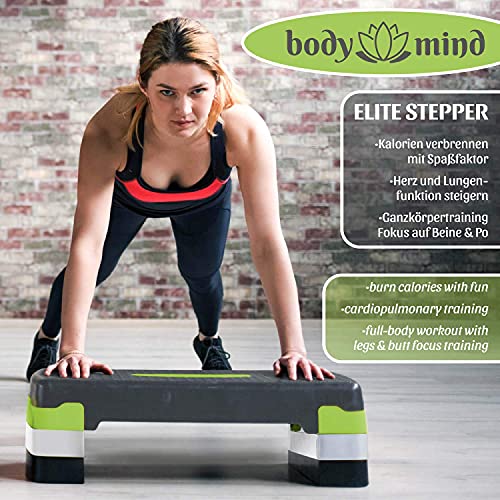 Body & Mind® Aerobic Stepping Board Elite 3-Step-Bench con Alfombrilla Antideslizante Gratuita y Libro electrónico de Entrenamiento Exclusivo