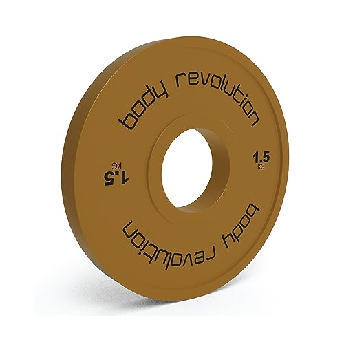 Body Revolution - Placas de peso fraccionales olímpicos de parachoques fraccionados - micropesos calibrados para pesas de 2 pulgadas, 1,5 kg amarillo x 2.