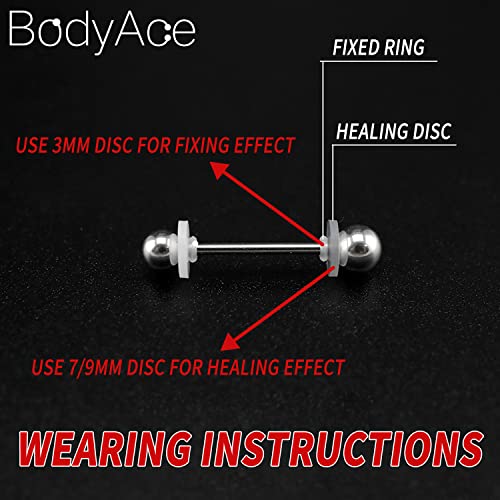 BodyAce 100 piezas de respaldos transparentes para piercing de tope, disco de silicona estabiliza los pendientes, sin tirones que se caen