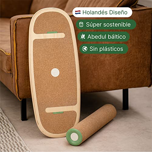 Bold38 Tabla Equilibrio - Materiales de Primera Calidad (Madera, Cilindro de Corcho) - Balance Board. Tabla de Equilibrio Niños y Adultos - Surf & Equilibrio Fitness - Plank Board - Trick Board