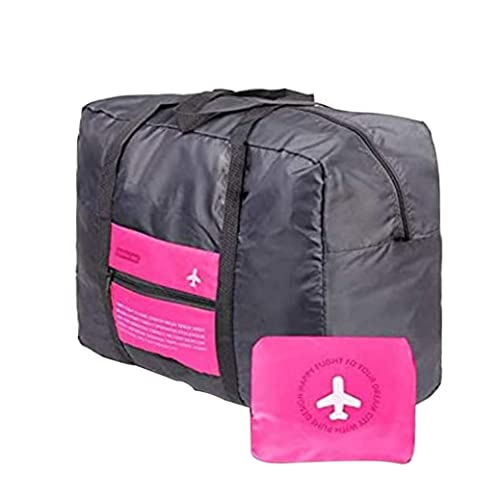 Bolsa de lona de viaje plegable, bolso de viaje de nylon impermeable para mujeres equipaje de transporte de la bolsa de transporte ligero para las vacaciones, la salida, el gimnasio, la rosa roja