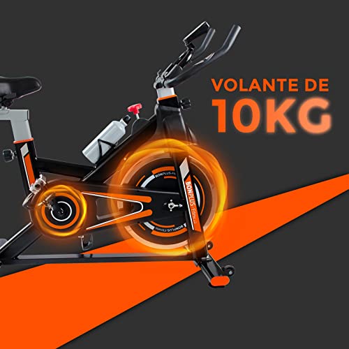 Bonplus BP | Bicicleta Spinning | Pantalla LCD | Intensidad Regulable | Pulsómetro | Altura Del Asiento - 76-98 cm | Volante Inercia 10 kg | Fitness