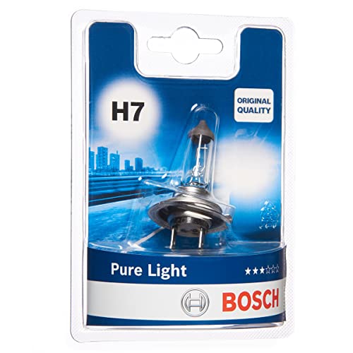 Bosch Incandescente H7 Pure Light Lámpara para faros, 12 V 55 W PX26d, Lámpara x1, Blanco