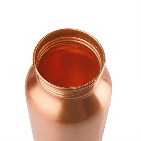 Botella de agua de cobre puro, recipiente de cobre ayurvédico perfecto para deportes, fitness, yoga, beneficios naturales para la salud, 600 ml (liso-mate)