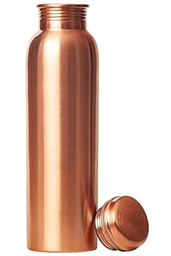 Botella de agua de cobre puro, recipiente de cobre ayurvédico perfecto para deportes, fitness, yoga, beneficios naturales para la salud, 600 ml (liso-mate)