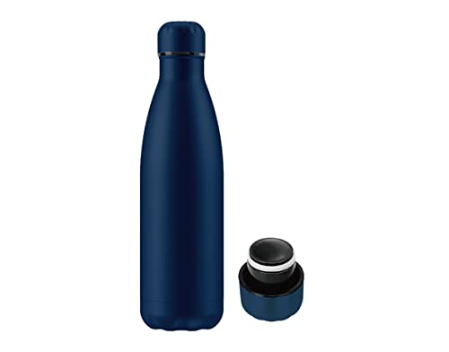 Botella de Agua Térmica de Acero Inoxidable Reutilizable | Sin BPA | Mantiene 24H Frio / 12H Calor | Isotérmica y Hermética - Doble Pared al Vacío a Prueba de Fugas (500ml, Azul Marino)