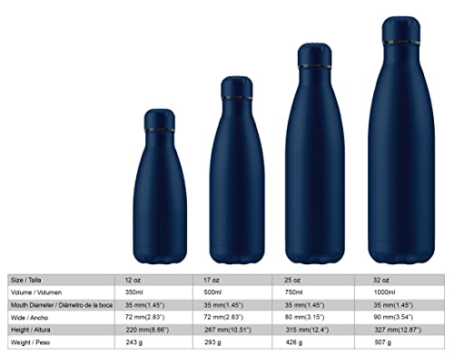 Botella de Agua Térmica de Acero Inoxidable Reutilizable | Sin BPA | Mantiene 24H Frio / 12H Calor | Isotérmica y Hermética - Doble Pared al Vacío a Prueba de Fugas (500ml, Salmón)