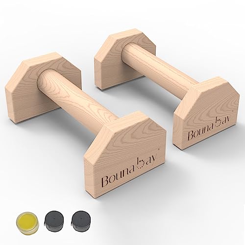 Bounabay Barras de flexión, 1 par de paralelas de madera Gravity Fitness, mini bombas de mango, Push Ups para fitness, gimnasia, aeróbicos