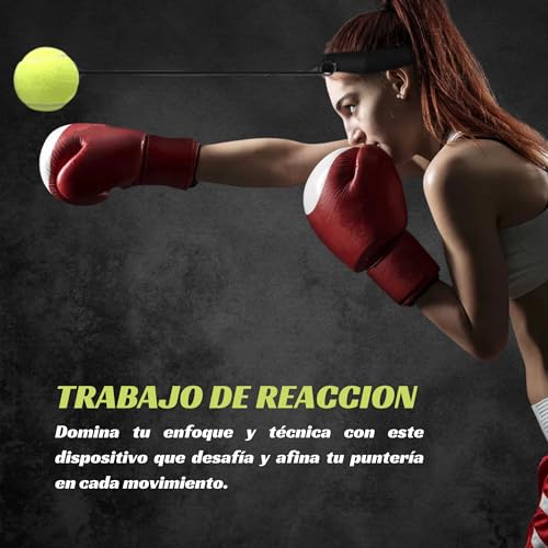 Boxeo en Casa con Comba y Pelotas para Reflejos - Kit de entrenamiento One Punch Boxing, Set de accesorios para entrenar: Punching ball para Adulto y Niños con Cuerda de Saltar