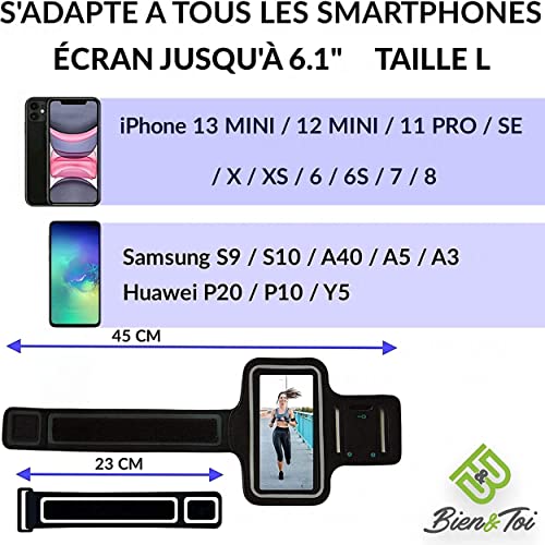 Brazalete para Smartphone tamaño L/iPhone 13 Mini/ 12mini /11 pro/SE/X/XS/6/6S/7/8 Samsung S9/S10/A40/A5/A3 Funda Deportiva para móviles de hasta 6,1"