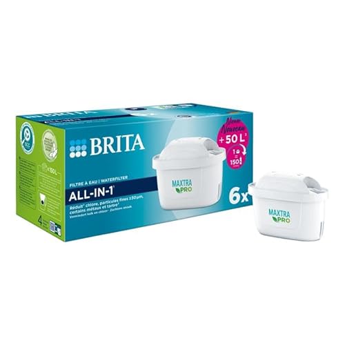 BRITA Pack de 6 cartuchos de filtro MAXTRA PRO All-in-1 que reducen la cal, el cloro, algunas impurezas y algunos metales