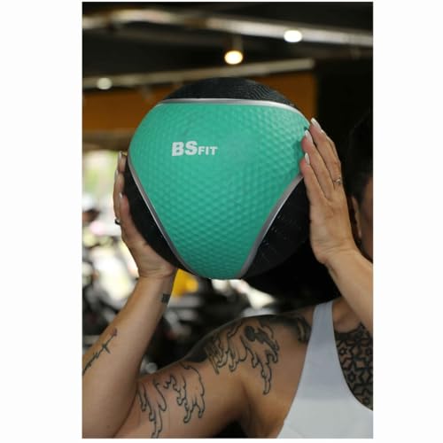 BSFIT® Balón Medicinal de Goma Pro – 1 kg Potencia Tus Rutinas con Esta Pelota con Rebote Medicinal - Balón Antideslizante para Levantamiento