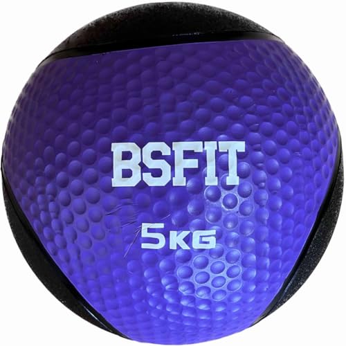 BSFIT® Balón Medicinal de Goma Pro –5 kg Potencia Tus Rutinas con Esta Pelota con Rebote Medicinal - Balón Antideslizante para Levantamiento