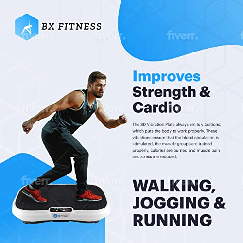 BX Fitness - Placa vibratoria Fitness 3D Blanco