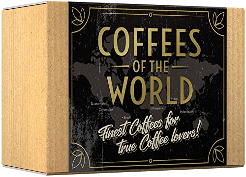 Caja de 6 Cafés Molidos Gourmet de origen único - COFFEES OF THE WORLD | 600g (6 x 100g) - Idea de Regalo para él y ella | Disfruta en la comodidad de tu hogar