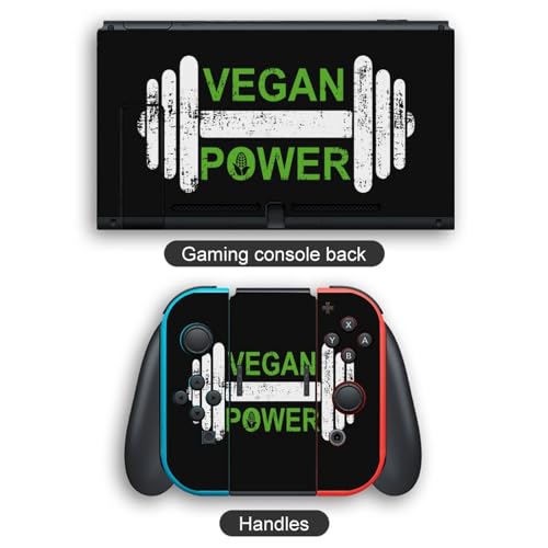 Calcomanía vegana con diseño de mancuernas de potencia, compatible con consola Switch y Switch Lite