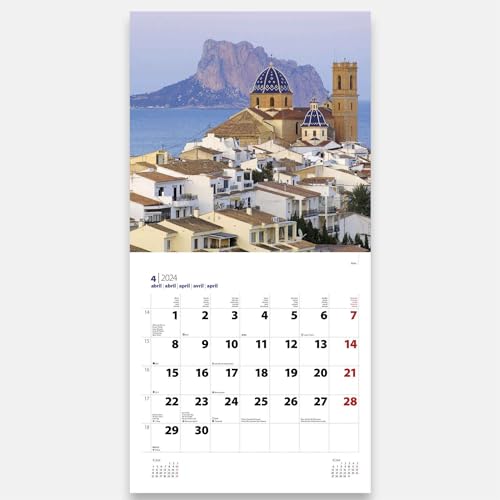 Calendario 2024 Pared Gran Formato COSTA BLANCA 30 x 30 cm | Enero a diciembre | Triangle Postals