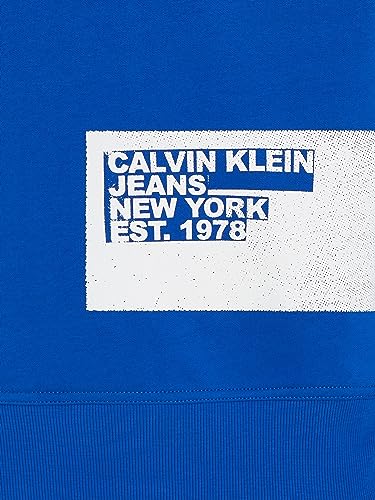 Calvin Klein Jeans Sudadera con Capucha con Logotipo de Bloqueo de Plantillas Tejidos Pesados, Kettle Blue, XXL para Hombre