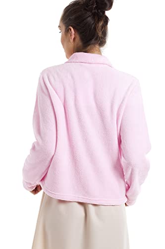 CAMILLE Chaquetas De Cama De Lujo De Botones Suaves para Mujeres 50-52 Pink