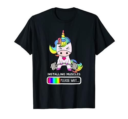 Camisa de gimnasio de unicornio, instalación de músculos de unicornio levantamiento de pesas Camiseta