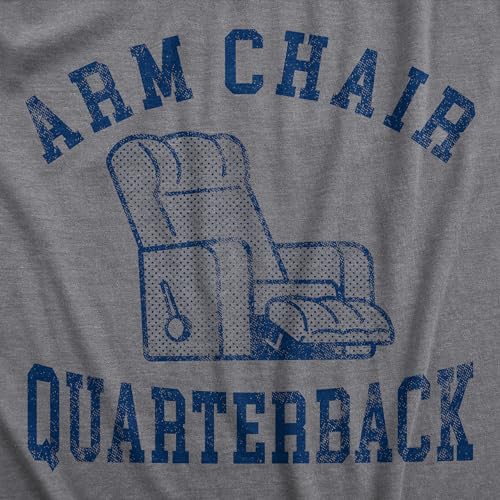 Camiseta divertida para hombre con silla de brazo y mariscal de campo para amantes del fútbol de fantasía para chicos, Dark Heather Grey - Quarterback, Medium