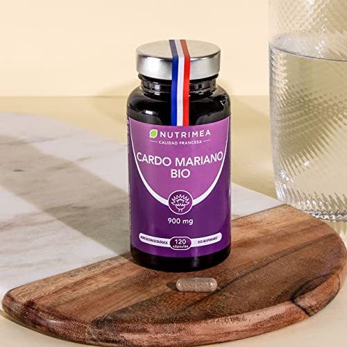 Cardo Mariano 100% Orgánico | 900mg Por Día Detox y Protección Hígado Antioxidante Facilita Digestión | 120 Cápsulas Veganas | Sin Aditivos Natural | Fabricado en Francia