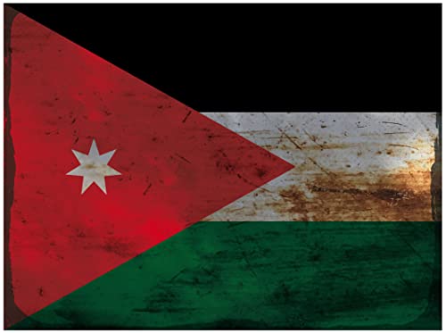 Cartel de metal, 20 x 30 cm, curvado, bandera de Jordan, oxidación, cartel decorativo de chapa, regalo