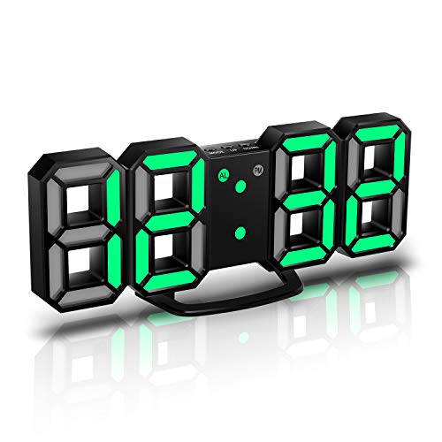 CENTOLLA Reloj Despertador Digital 3D LED, Reloj de Pared, Reloj Digital, Temporizador, Reloj Despertador LED 3D con 3 Niveles de Brillo, Luz Nocturna Regulable, Función de Despertador para la Cocina