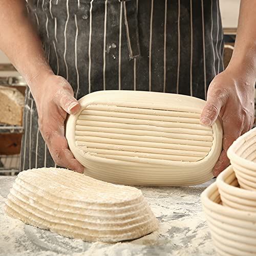 Cesta de pan - Cuenco ovalado de ratán Banneton de masa fermentada,Suministros artesanales para hacer pan, regalos de pasta de tazón de hornear para panaderos, herramientas para hacer pan Lidcom
