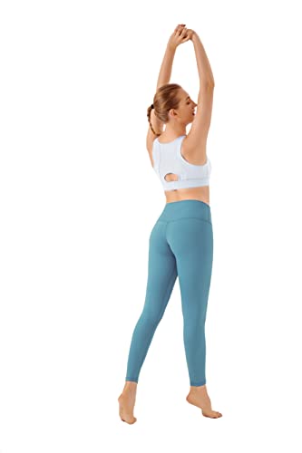 Channo Leggins Mujer Pantalón Deportivo Yoga Fitness Talle Alto con Bolsillo para Llaves Azul L