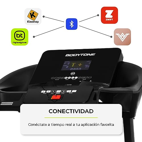 Cinta de Correr Plegable Conectividad con App, Pantalla LCD, MP3 y Altavoces - 109 Programas. Cinta de Andar Velocidad Ajustable hasta 20 Km/H - Bodytone DT21 Plus