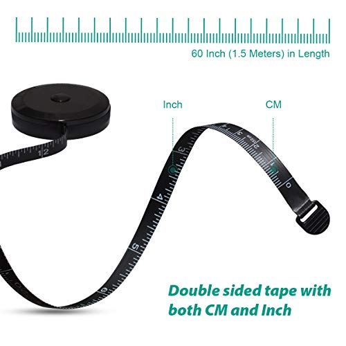 Cinta métrica la cinta métrica para la medición del cuerpo pequeña cinta métrica de costura para sastres 60 Inch 150 cm Negro