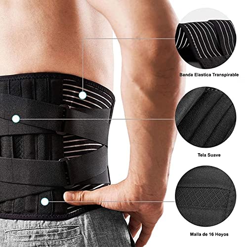 Cinturón Soporte Lumbar Espalda Diseño Ergonómico Ortopédico Gimnasio Crossfit Faja para Prevenir Lesiones para Hombre y Mujer. (L)