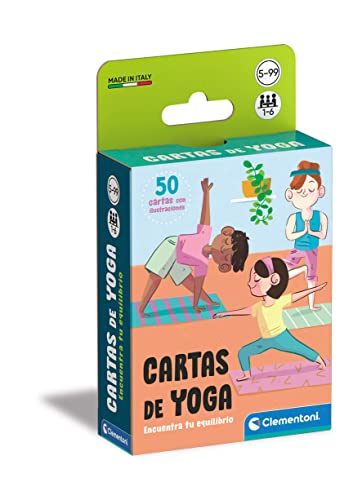 Clementoni- BARAJA Juego Cartas DE Yoga Banderas Familiar, Multicolor (55443)