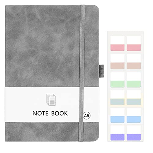 COLAND Cuaderno A5, 200 páginas, tapa dura, con cinta de cierre elástica y pegatinas para etiquetas, papel de 80 g/m², 15 cm x 21 cm, para oficina y escuela